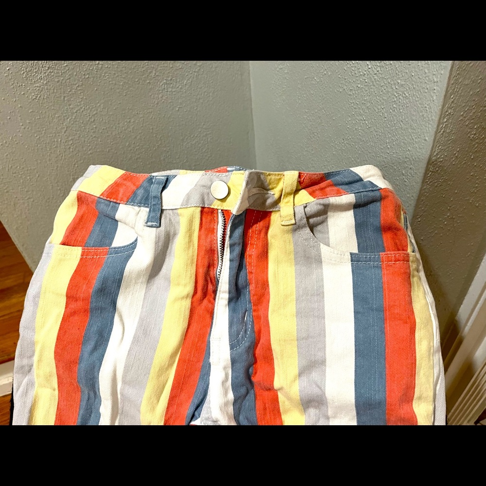 Striped flare leg jeans